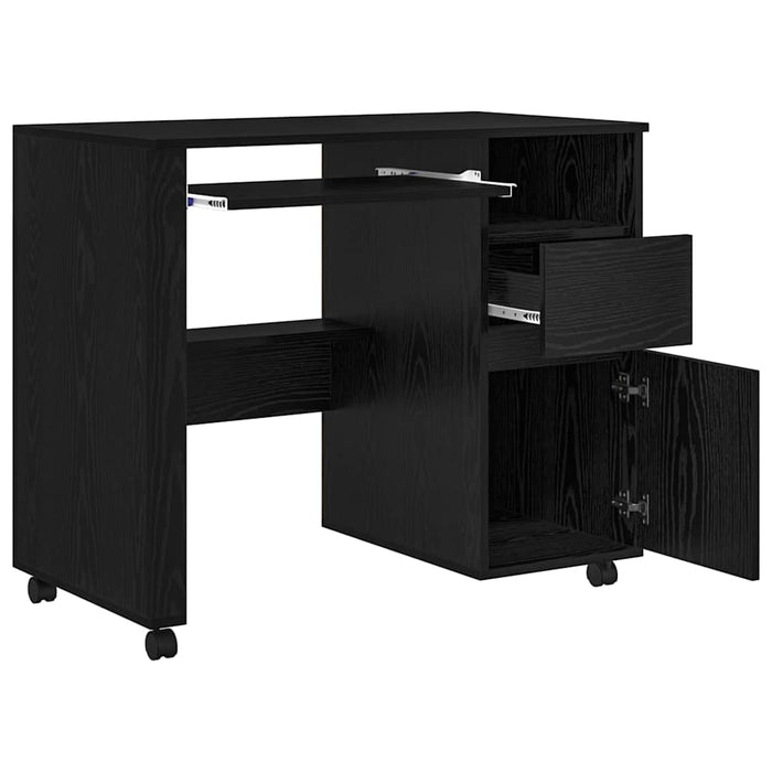 Birou cu roți Stejar Negru 91 x 50 x 77 cm Lemn compozit - WALTI WALTI