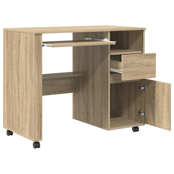Birou cu roți Stejar Sonoma 91 x 50 x 77 cm Lemn compozit - WALTI WALTI