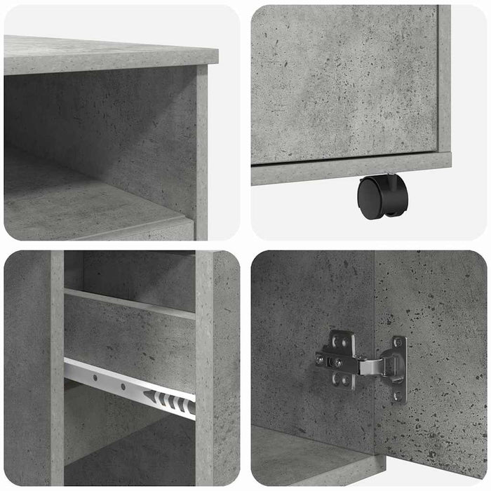 Birou cu roți Gri din beton 91 x 50 x 77 cm Lemn compozit - WALTI WALTI