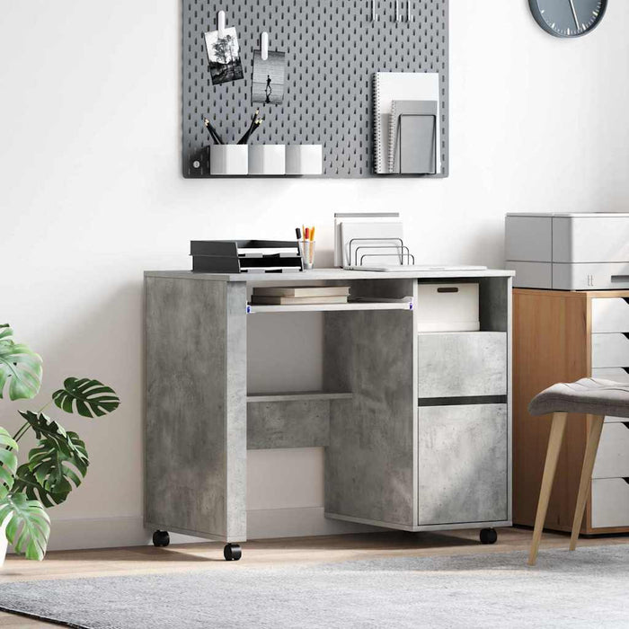 Birou cu roți Gri din beton 91 x 50 x 77 cm Lemn compozit - WALTI WALTI