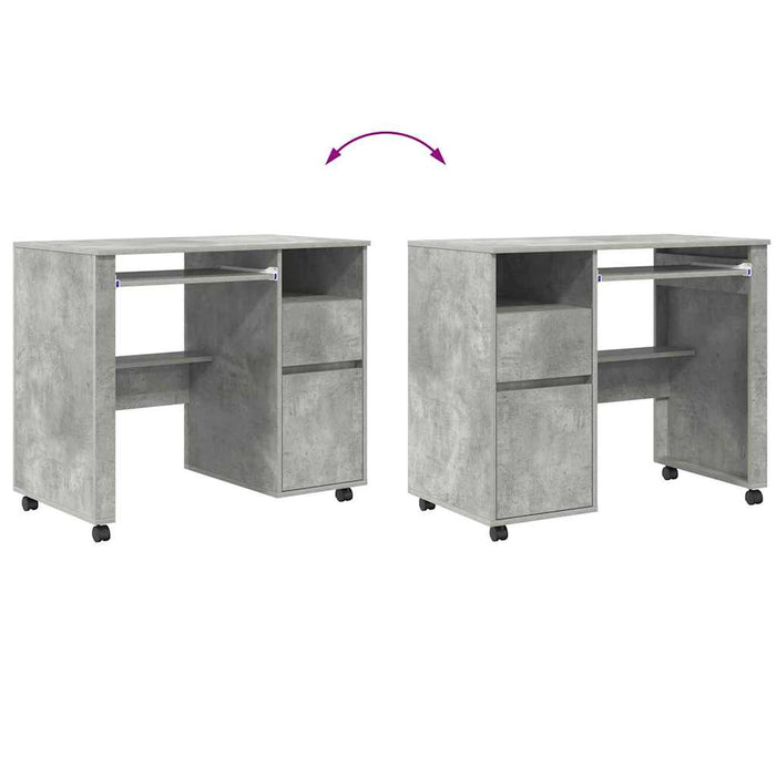 Birou cu roți Gri din beton 91 x 50 x 77 cm Lemn compozit - WALTI WALTI