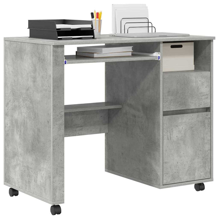 Birou cu roți Gri din beton 91 x 50 x 77 cm Lemn compozit - WALTI WALTI
