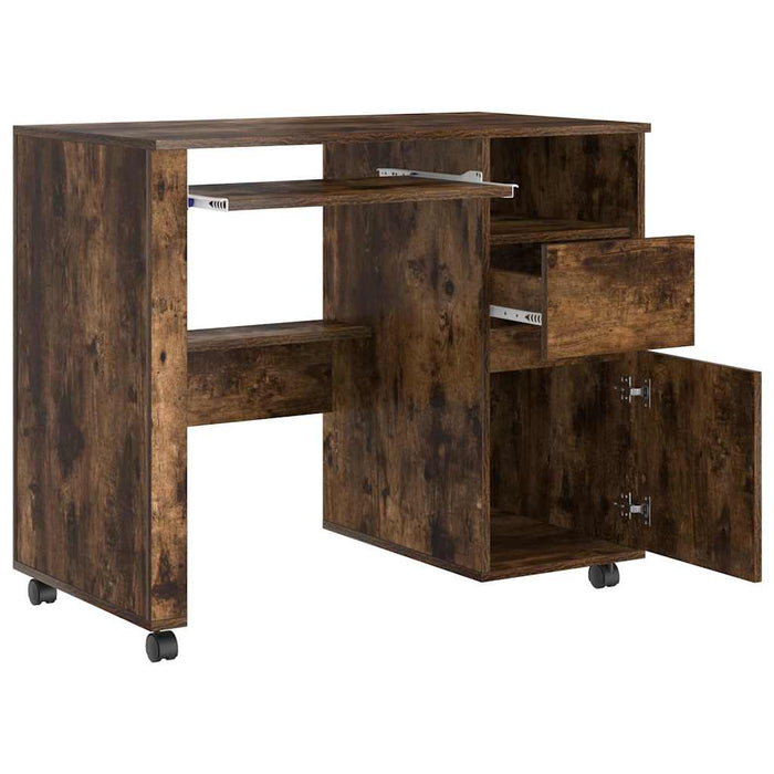 Birou cu roți Stejar fumuriu 91 x 50 x 77 cm Lemn compozit - WALTI WALTI