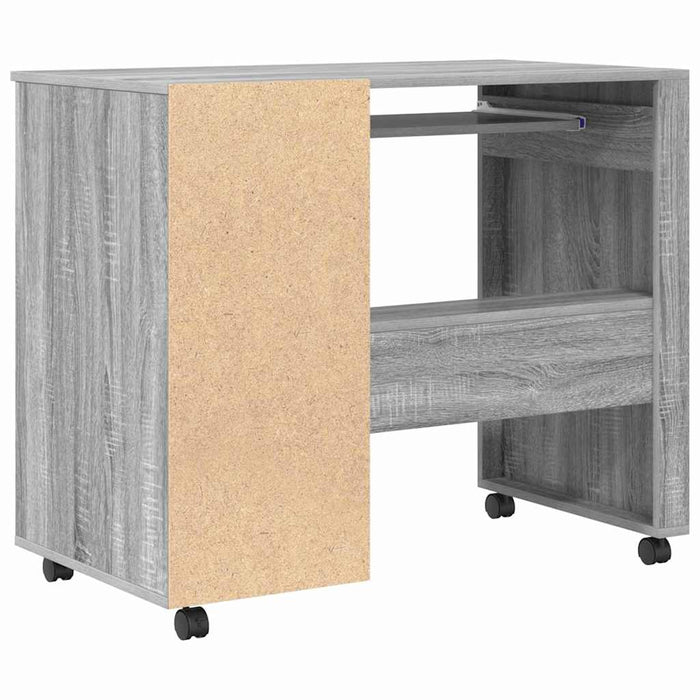 Birou cu roți cu raft Gri Sonoma 91 x 50 x 77 cm Lemn compozit - WALTI WALTI