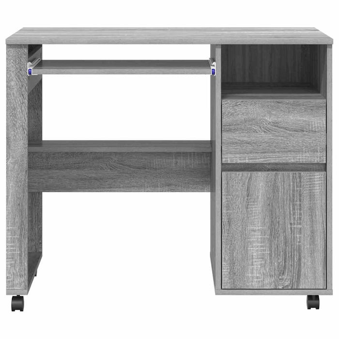 Birou cu roți cu raft Gri Sonoma 91 x 50 x 77 cm Lemn compozit - WALTI WALTI