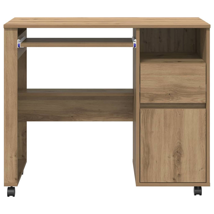 Birou cu roți Stejar Artizanal 91 x 50 x 77 cm Lemn compozit - WALTI WALTI