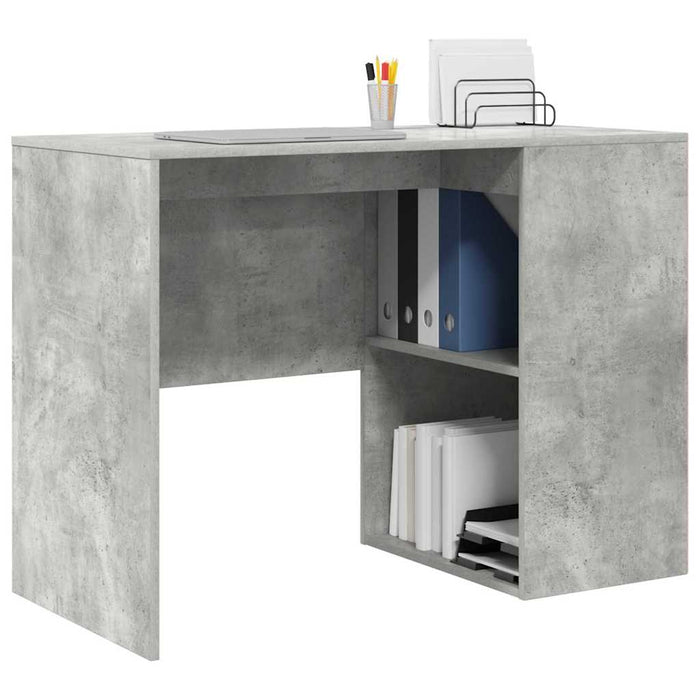 Birou cu raft Gri beton 102 x 50 x 75 cm Lemn compozit - WALTI WALTI
