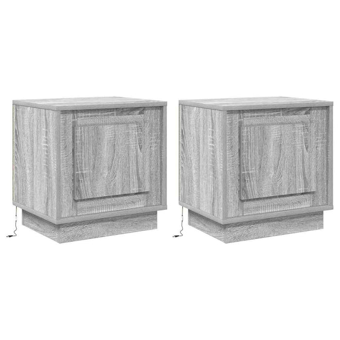 Dulap de noapte 2 pcs Gri 44 x 34,5 x 45 cm Lemn compozit - WALTI WALTI