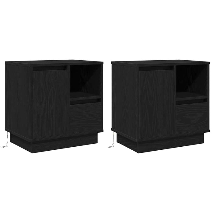 Dulap de noapte cu sertar 2 pcs Stejar Negru 50 x 34,5 x 50 cm - WALTI WALTI