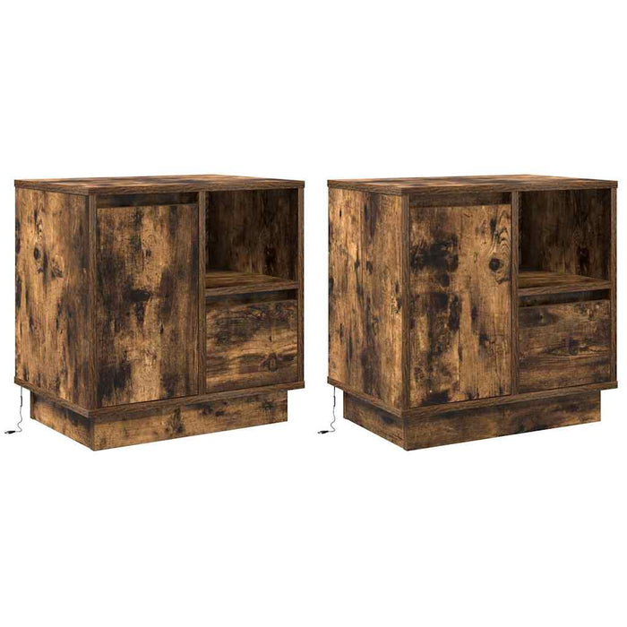 Dulap de noapte 2 pcs Stejar fumuriu 50 x 34,5 x 50 cm - WALTI WALTI