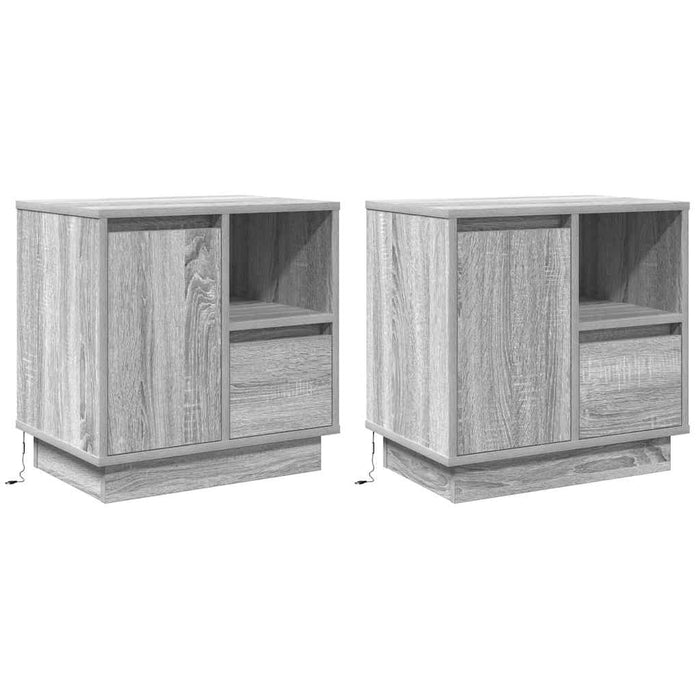 Dulap de noapte 2 pcs Gri 50 x 34,5 x 50 cm Lemn compozit - WALTI WALTI