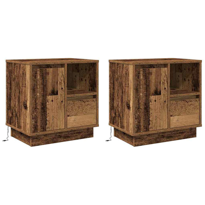 Dulap de noapte cu sertar 2 pcs Lemn vechi 50 x 34,5 x 50 cm - WALTI WALTI