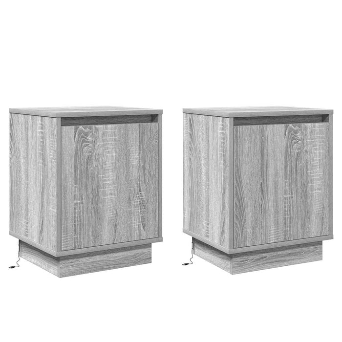 Dulap de noapte 2 pcs Gri 39 x 34,5 x 50 cm Lemn compozit - WALTI WALTI