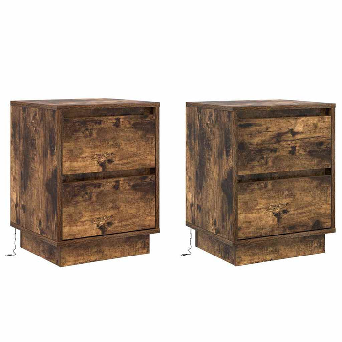 Dulap de noapte 2 pcs Stejar fumuriu 39 x 34,5 x 50 cm - WALTI WALTI