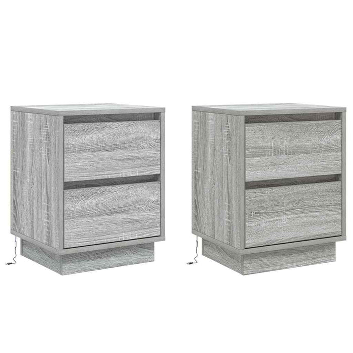 Dulap de noapte 2 pcs Gri 39 x 34,5 x 50 cm Lemn compozit - WALTI WALTI