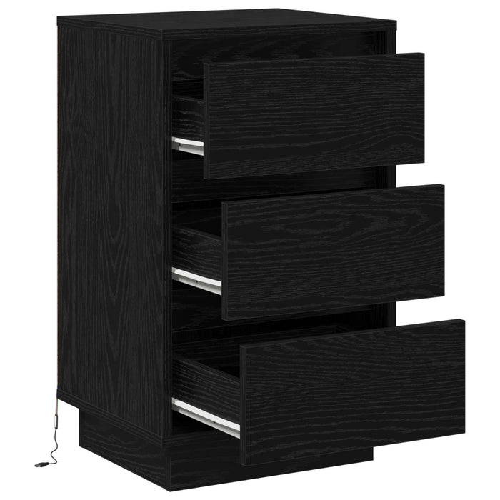 Dulap de noapte Stejar Negru 39 x 34,5 x 65 cm Lemn compozit - WALTI WALTI