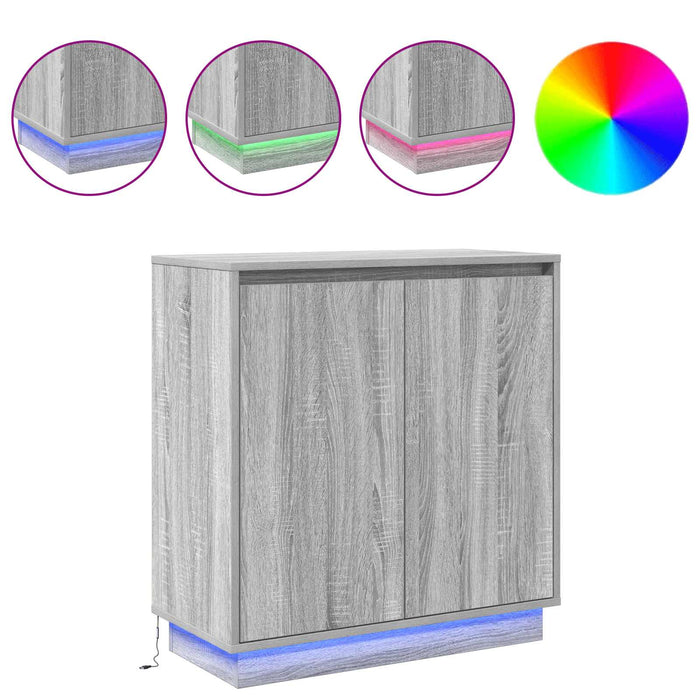 Bufet LED pentru Sonoma gri 71 x 34,5 x 75 cm Lemn compozit - WALTI WALTI