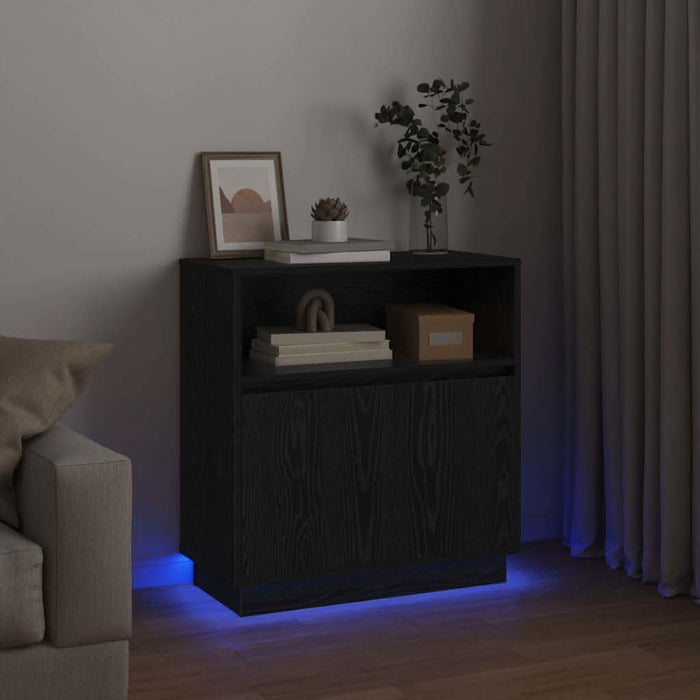 Bufet cu LED Stejar negru 71 x 34.5 x 75 cm Lemn compozit - WALTI WALTI