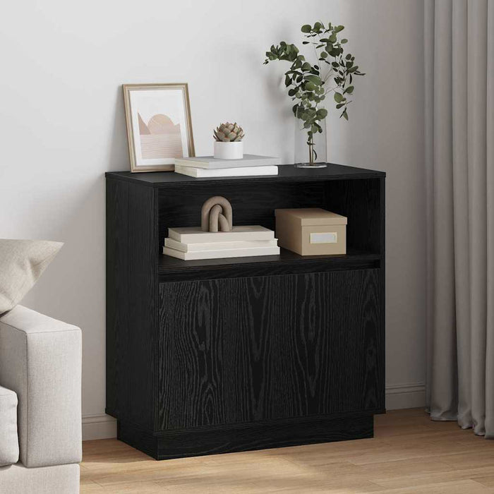 Bufet cu LED Stejar negru 71 x 34.5 x 75 cm Lemn compozit - WALTI WALTI