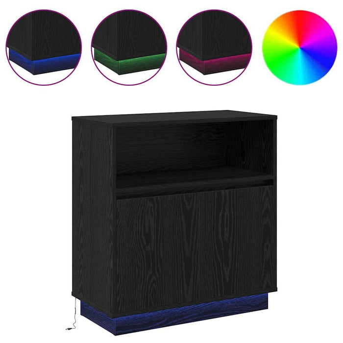 Bufet cu LED Stejar negru 71 x 34.5 x 75 cm Lemn compozit - WALTI WALTI
