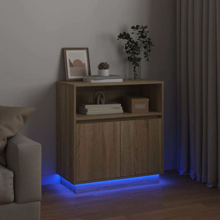 Bufet cu LED Stejar sonoma 71 x 34.5 x 75 cm Lemn compozit - WALTI WALTI