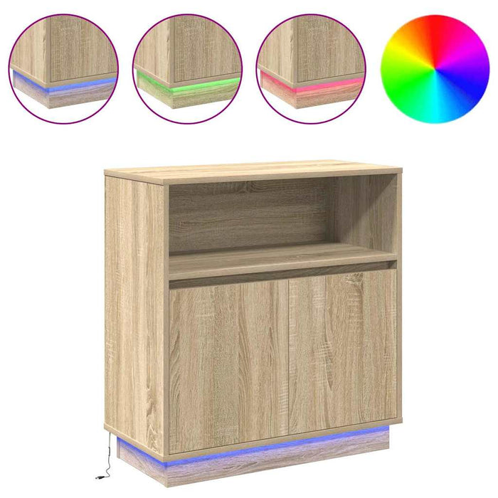 Bufet cu LED Stejar sonoma 71 x 34.5 x 75 cm Lemn compozit - WALTI WALTI