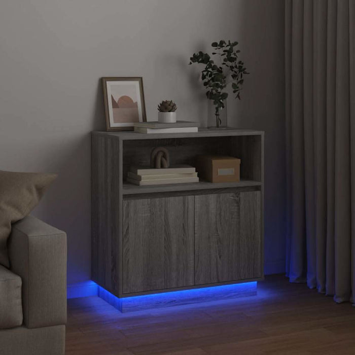 Bufet cu LED sonoma gri 71 x 34.5 x 75 cm Lemn compozit - WALTI WALTI
