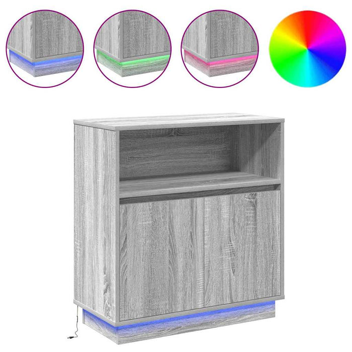 Bufet cu LED sonoma gri 71 x 34.5 x 75 cm Lemn compozit - WALTI WALTI