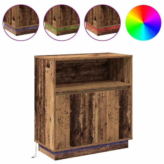 Bufet cu LED Lemn Vechi 71 x 34.5 x 75 cm Lemn compozit - WALTI WALTI