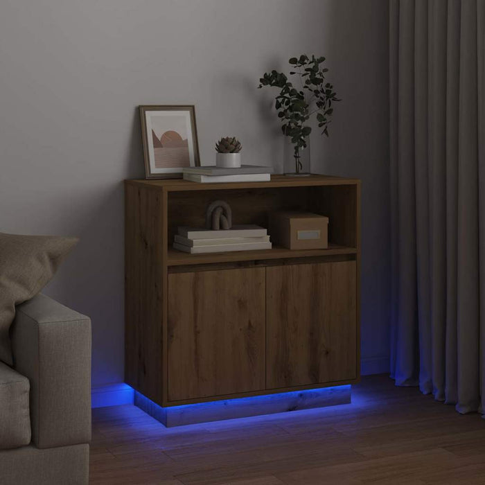 Bufet cu LED stejar artizanal 71 x 34.5 x 75 cm Lemn compozit - WALTI WALTI