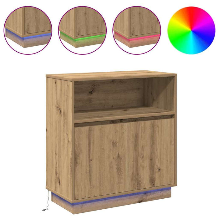 Bufet cu LED stejar artizanal 71 x 34.5 x 75 cm Lemn compozit - WALTI WALTI