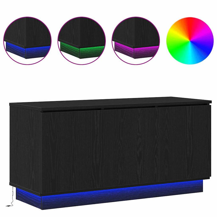 Cabinet TV cu LED Stejar negru 100 x 38 x 49 cm Lemn compozit - WALTI WALTI