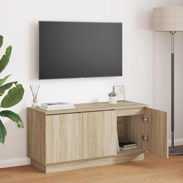 Cabinet TV cu LED Stejar sonoma 100 x 38 x 49 cm Lemn compozit - WALTI WALTI