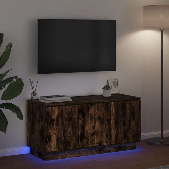 Cabinet TV cu LED Stejar afumat 100 x 38 x 49 cm Lemn compozit - WALTI WALTI