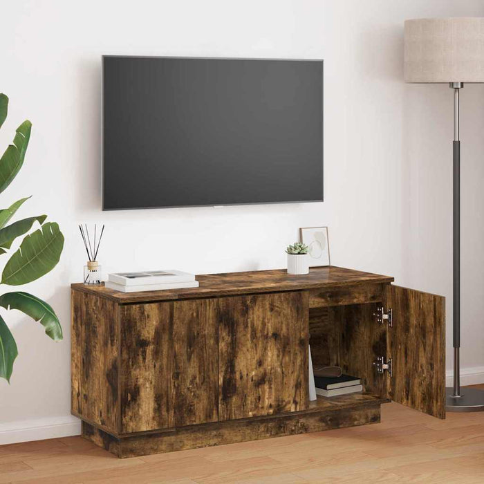 Cabinet TV cu LED Stejar afumat 100 x 38 x 49 cm Lemn compozit - WALTI WALTI