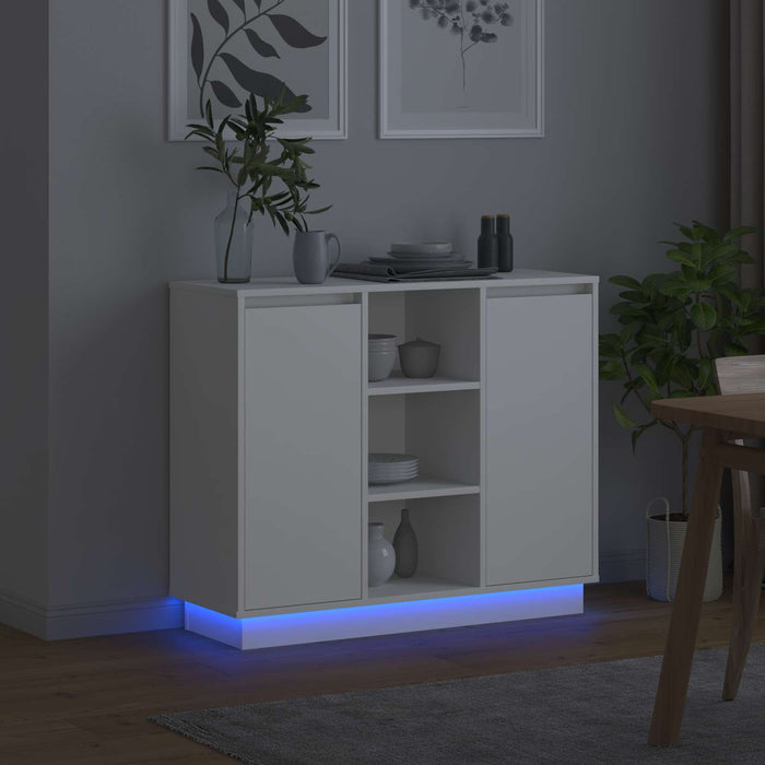 Bufet LED Alb 90 x 32 x 75 cm Lemn compozit WALTI