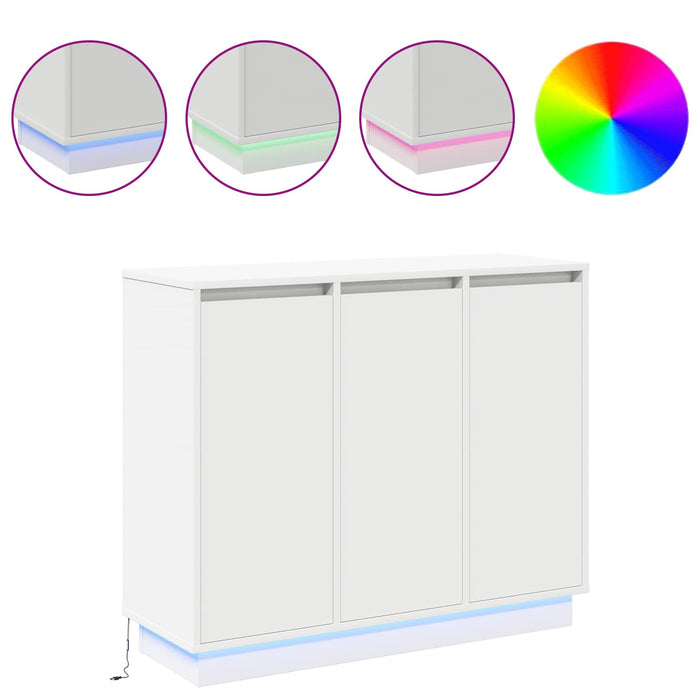 Bufet LED Alb 90 x 32 x 75 cm Lemn compozit WALTI