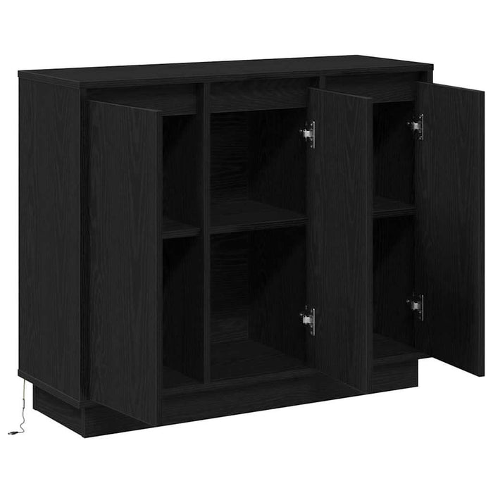 Bufet LED cu raft Stejar Negru 90 x 32 x 75 cm Lemn compozit - WALTI WALTI