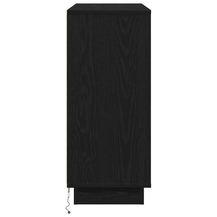 Bufet LED cu raft Stejar Negru 90 x 32 x 75 cm Lemn compozit - WALTI WALTI
