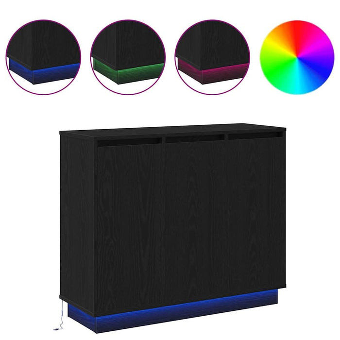 Bufet LED cu raft Stejar Negru 90 x 32 x 75 cm Lemn compozit - WALTI WALTI