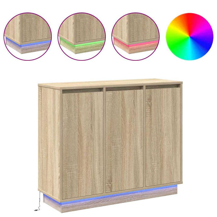 Bufet LED cu raft Stejar Sonoma 90 x 32 x 75 cm Lemn compozit - WALTI WALTI