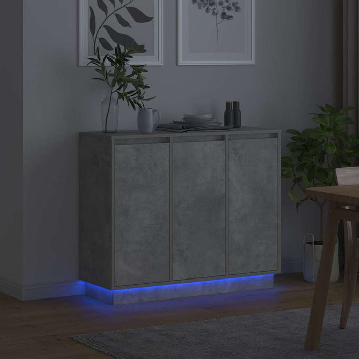 Bufet LED Gri din beton 90 x 32 x 75 cm Lemn compozit WALTI