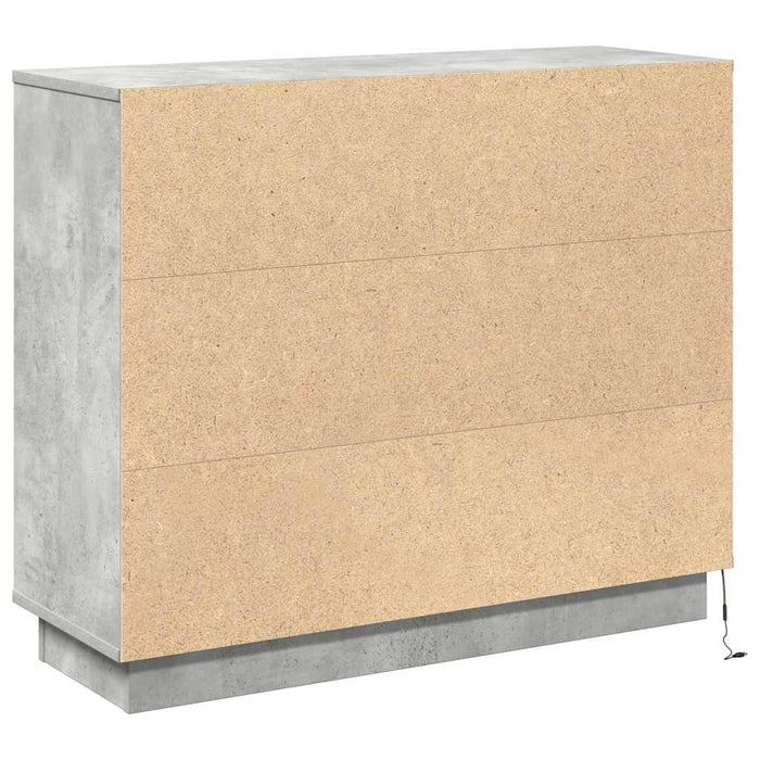 Bufet LED Gri din beton 90 x 32 x 75 cm Lemn compozit WALTI