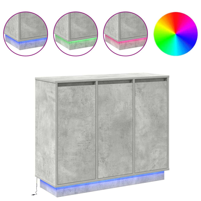 Bufet LED Gri din beton 90 x 32 x 75 cm Lemn compozit WALTI