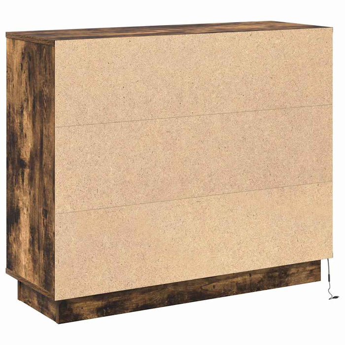 Bufet LED cu raft Stejar fumuriu 90 x 32 x 75 cm Lemn compozit - WALTI WALTI