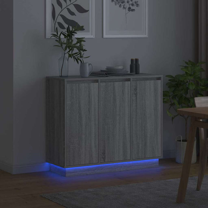 Bufet LED cu raft Gri Sonoma 90 x 32 x 75 cm Lemn compozit - WALTI WALTI