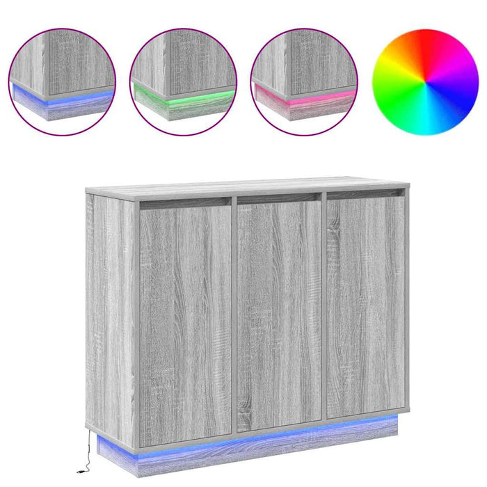 Bufet LED cu raft Gri Sonoma 90 x 32 x 75 cm Lemn compozit - WALTI WALTI