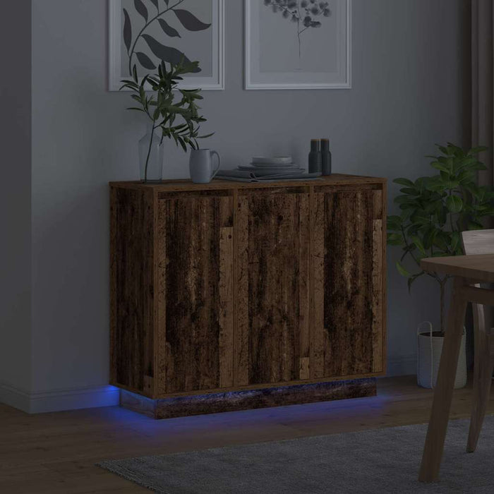 Bufet LED cu raft Lemn vechi 90 x 32 x 75 cm Lemn compozit - WALTI WALTI