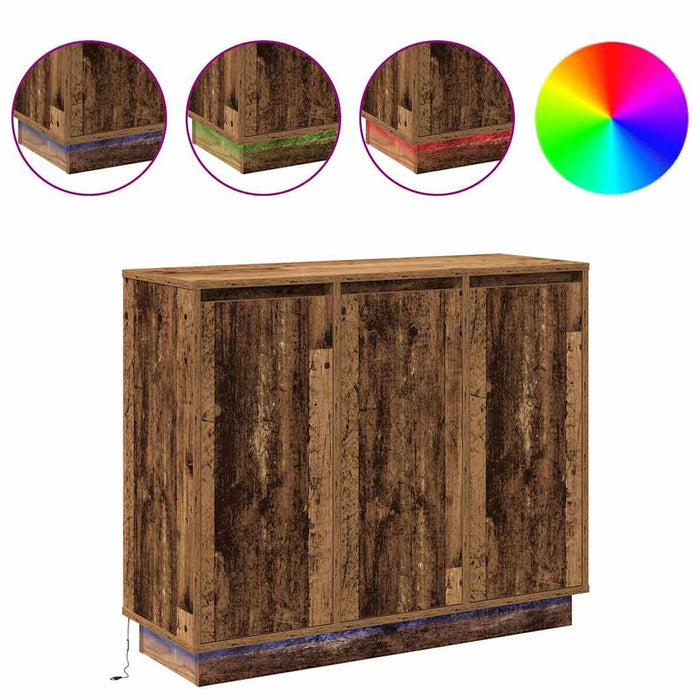 Bufet LED cu raft Lemn vechi 90 x 32 x 75 cm Lemn compozit - WALTI WALTI