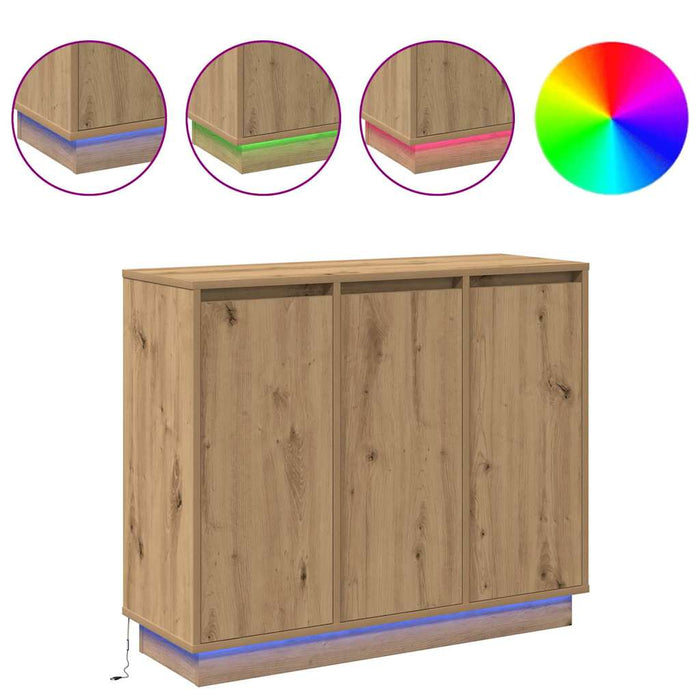Bufet LED cu ușă Stejar Artizanal 90 x 32 x 75 cm Lemn compozit - WALTI WALTI
